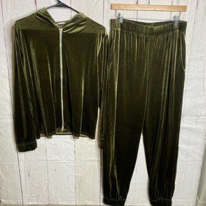 Moda Minx Womens Track Suit Olive Green Polyester Large NWT